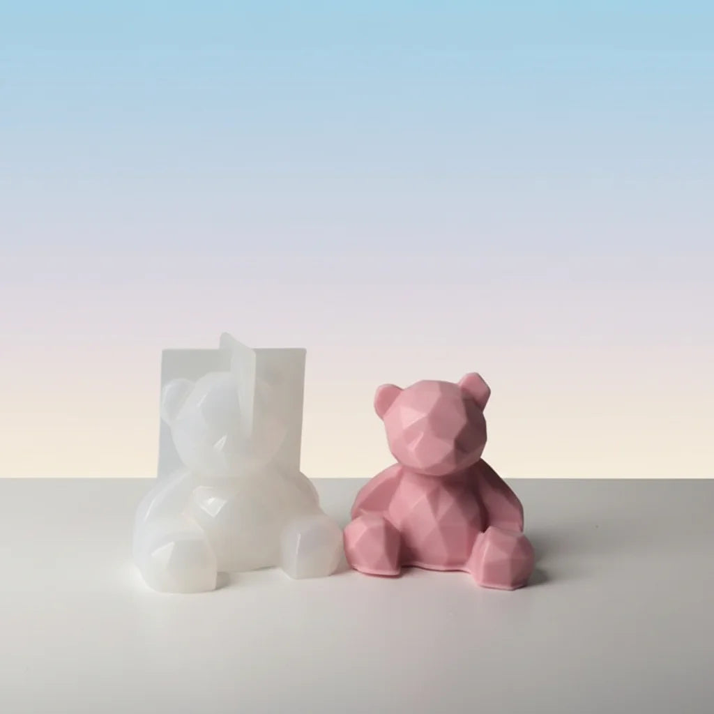 3D Silicone Mold DIY Geometric Stereo Bear Deer Cat Animal Ornaments Cake Decoration and Soap Making Tools Moulds