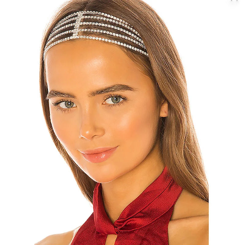Multilayer Strip Alloy Rhinestone Headband Face Wash Headband for Women Hair Accessories Tiaras and Crowns Gift