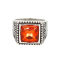 Men Cuban Finger Ring Stainless Steel Square Ruby Men Ring Glass Men Ring Green Crystal Emerald Jewelry