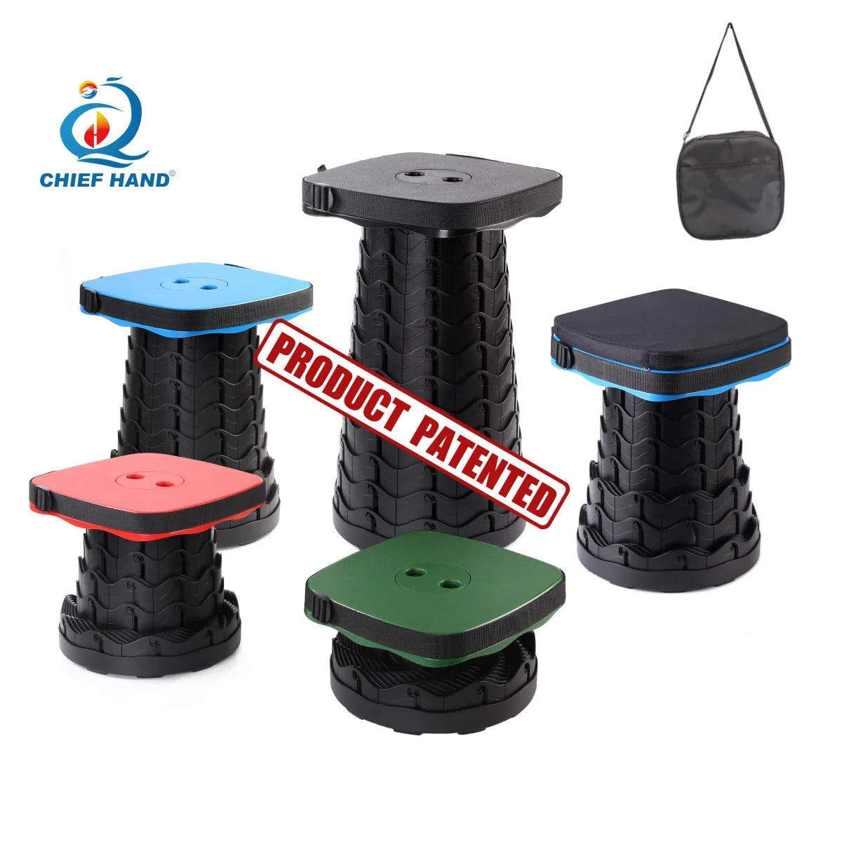 Collapsible Portable Telescopic Retractable Easy Carry Load Capacity 450lbs Foldable Stool with Cushion Nylon Bag Pad Package