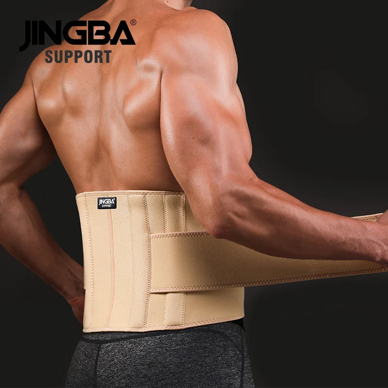 JINGBA Adjustable Professional Elastic Waist  Neoprene Sport Safety Fitness Back Waist Support Lumbar Belt with 2 Straps