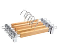 High-Grade Wooden Pants Hangers with Metal Clips Grip Clip Pants Hanger Smooth  Solid Wood Jeans Skirt Hanger Hook