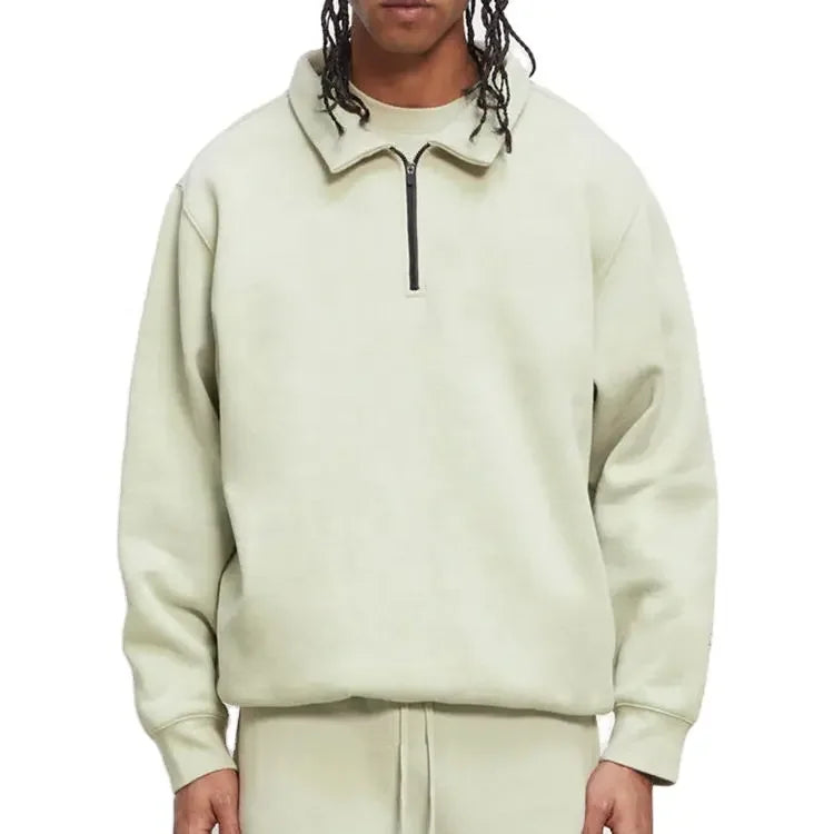 Men's Cotton Heavyweight Quarter Zipper Sweatshirts 3D Embroidered Square Collar Plus Size Hoodie Customizable Oversized Hoodie