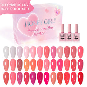 HONEY GIRL Hot Pink Bling Valentine's Day Kit Clear Color Pink Nude White Uv Gel Soak Off Gel Nail Polish Gel Set