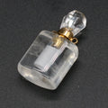 HZ Natural Crystal Gem Stone Clear Quartz Perfume Bottle Pendant for Women Girls Diffuser Necklaces Aromatherapy Gifts