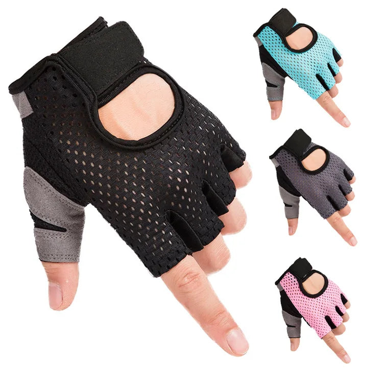 Wholesale Half-Finger Fitness Gloves for Men Low MOQ Breathable Mesh Sports Gloves Made of Leather and Rubber