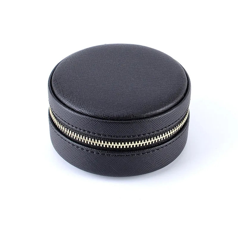 Round Jewelry Storage Box Round Pu Leather Jewelry Storage Box Women Girls Earrings