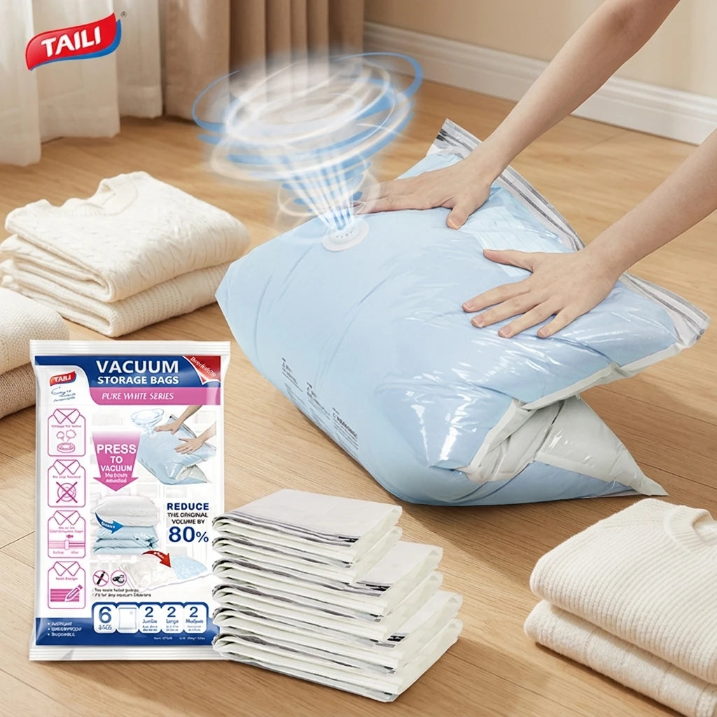 TAILI Large Space Saver Travel Vacuum Bags Plastic Wardrobe Organizer Vacuum Storage Bags for Clothes