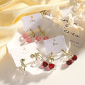 Wholesale Sweet Fresh Resin Earrings Fashion Design Light Luxury Red Cherry Earrings for Women