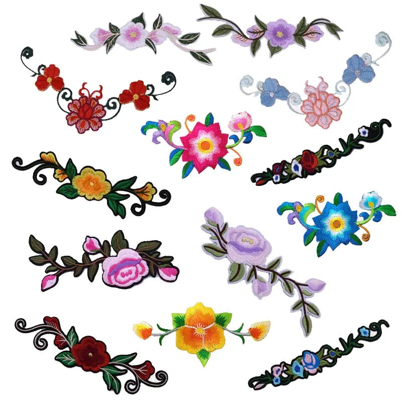 Fashion Garment Iron-on Flower Motif Applique Embroidery Ethnic Costume Dress Dancewear Embellished Diy Peony Stickers Patch