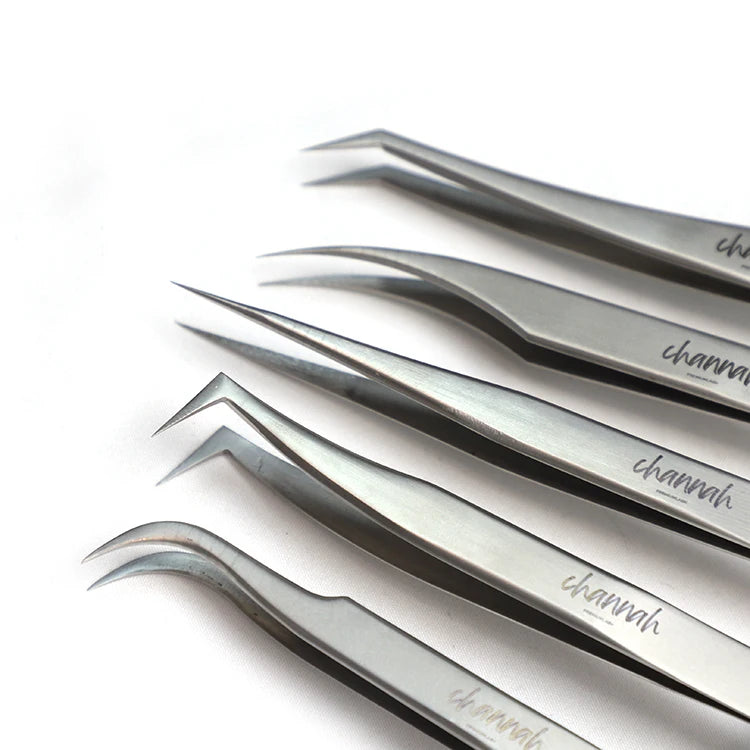 Private Label 45 90 Degree L Shape Eyelash Extension Tweezers Volume Lash Extension Tweezers Stainless Steel Tweezers