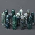 Faceted Prism Wand Natural Love Feng Shui Polished Moss Agate Reiki Chakra Stone Crystal for Home Decor Old Category-Crystal