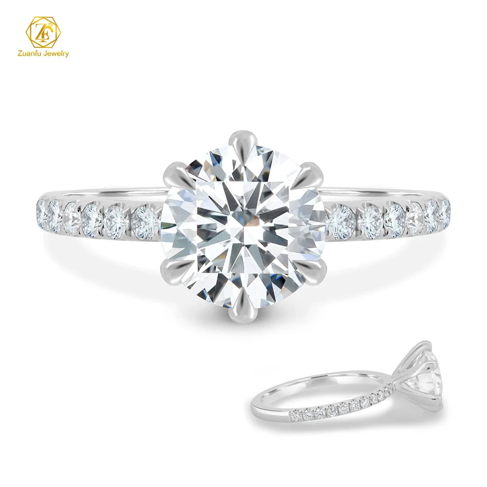 IGI Certified Round Brilliant Cut CVD/HPHT Lab Diamonds 1ct 1.5ct 2ct 2.5ct 3ct 14K 18K Gold Diamond Wedding Ring