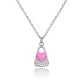 Women's White Gold Plated 925 Sterling Silver Necklace Trendy Enamel Heart Shape for Weddings Parties Featuring Zircon Main