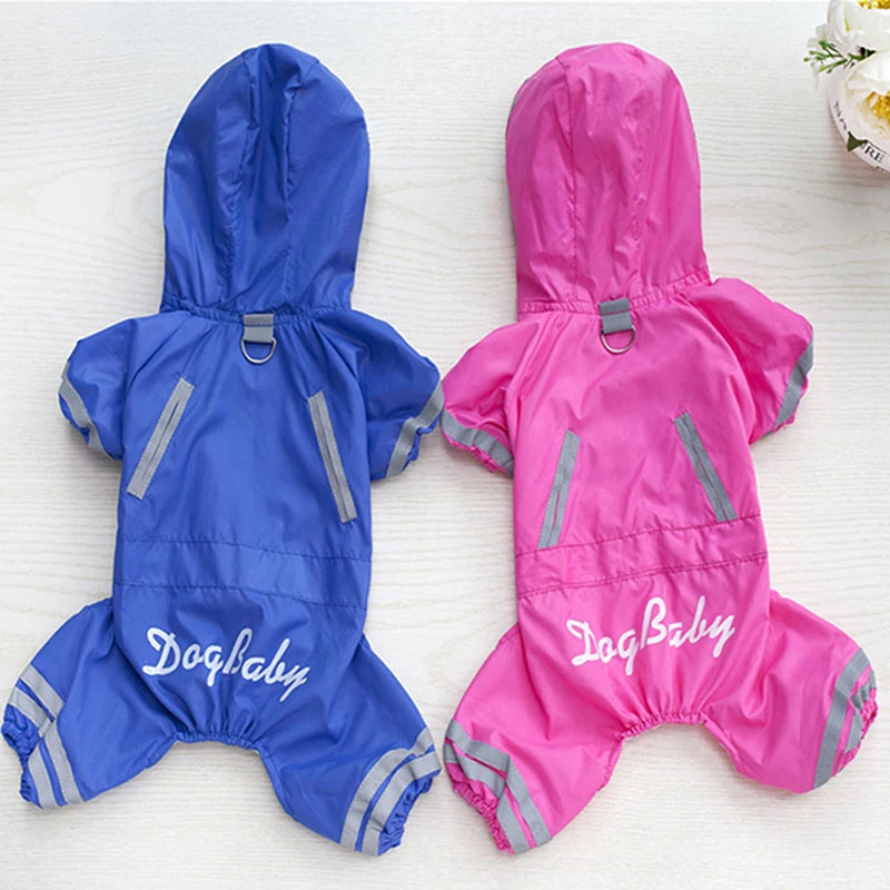 Dog Raincoat With Hood Waterproof Jumpsuit Cute Dog Raincoat