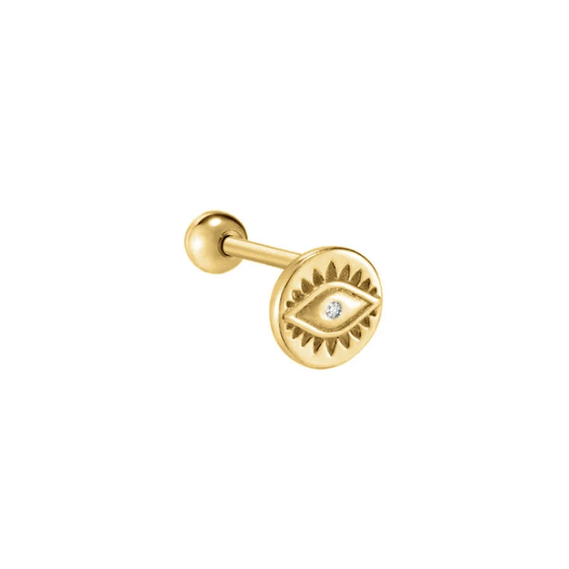 Eye Stud Earrings Cute Fashion Jewelry S925 Sterling Silver Gold Plated Zircon Piercing Screw Thread for Anniversary