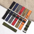 Rubber Sailcloth Quick Release Watch Bands 22mm 24mm Hybrid Rubber Canvas Watch Strap