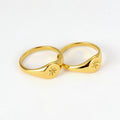 Trendy Hypoallergenic Gold Plated Engraved Six-pointed Star Stainless Steel Signet Ring Jewelry for Ladies Young Women