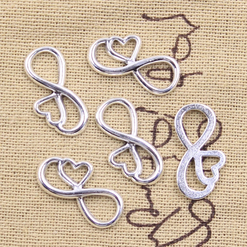 Zinc Alloy Antique Silver Bronze Color Charms Pendant Infinity Link Connector Jewelry Making 22x12MM