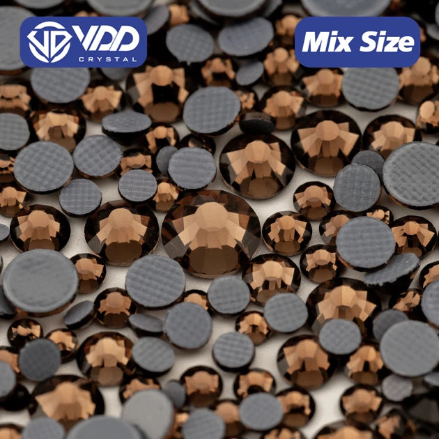 VDD 008 Smoked Topaz Hotfix SS6-SS30 Mix Size Top Quality Glass Rhinestones Crystal Flatback Stones for Clothes Decorations