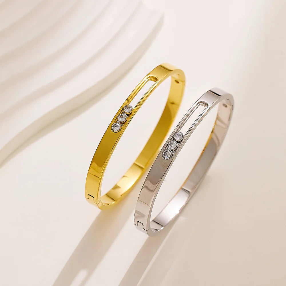 Beimai OEM New Fashionable Diamond-encrusted Titanium Steel Bangle