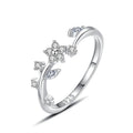 Luxury 925 Sterling Silver CZ Diamond Women Simple Fashion Zircon Open Adjustable Finger Ring