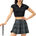 Women's Plus Size Non See Through Grid Pattern Pleated Short Sportswear Skirts Fitness Shorts Gym Tennis Skirt for Sports