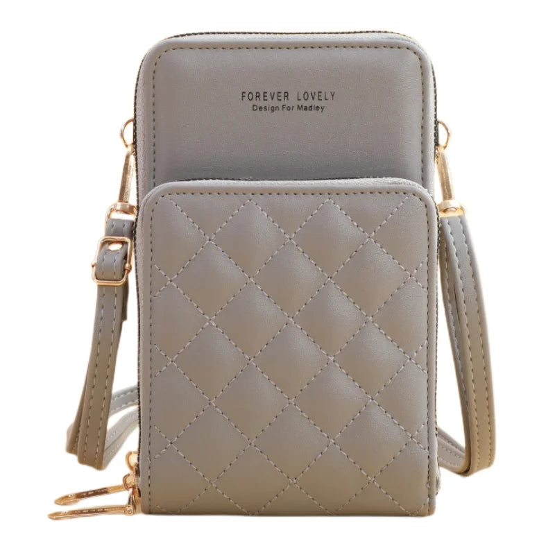 Outdoor Double Cell Phone Pouches Women Pu Leather Crossbody Mini Sling Bag Mobile Phone Bag Cute Makeup Bag