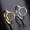Myshape Simple Geometric Hollow Round Ring Women Stainless Steel Minimalist Open Finger Rings 2022 Fashion Jewelry Birthday Gift