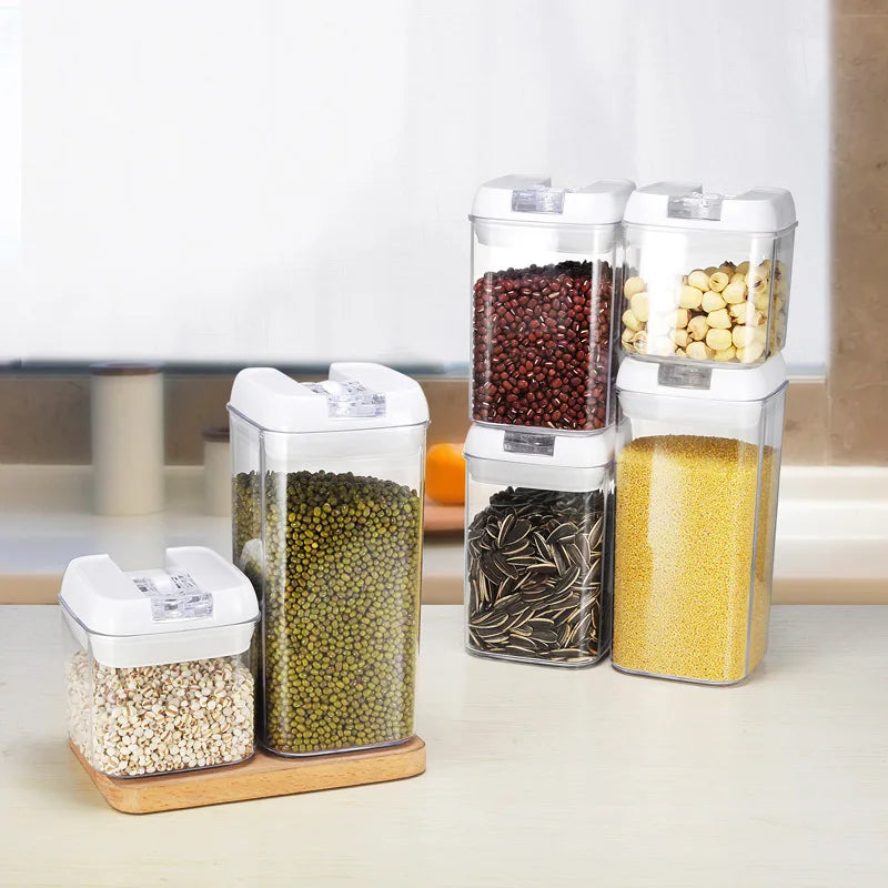 Airtight Food Storage Containers for Kitchen Storage Organizers BPA-Free Plastic Food Storage Box Seal Jar