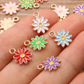 Alloy Metal Drop Oil Colorblock Daisies Charm Flower Plant Pendant for DIY Bracelet Necklace Jewelry Making