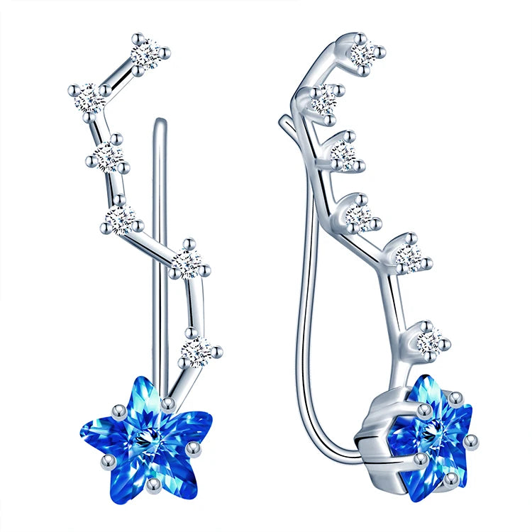 925 Sterling Silver Star Ear Wrap Earrings with Crawler Hook Trendy Zircon Stone for Parties Weddings or Gifts