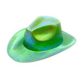 Neon Sparkly Glitter Space Green Cowboy Hat Women Funny Metallic Space Shiny Cowboy Hats Flashing Party rancher hat