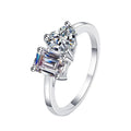 Real 2ct Moissanite Ring Emerald Radiant Cut 925 Sterling Silver 18K White Gold Plated Fine Jewelry Rings for Women