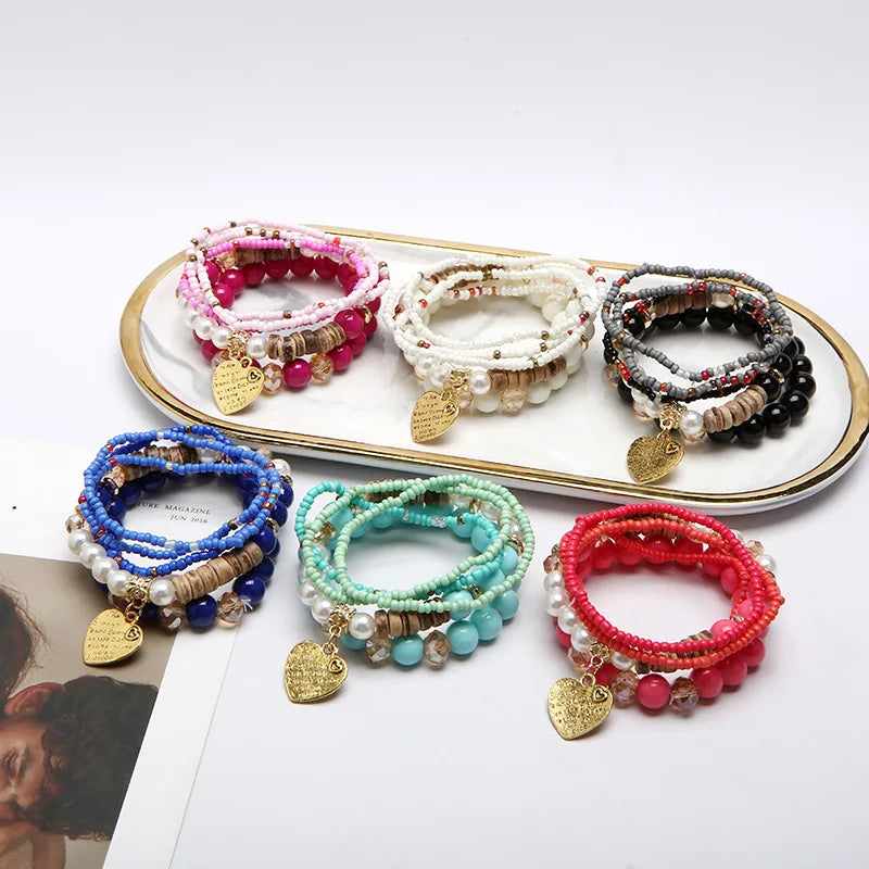 Multilayer Rice Bead Bohemian Rice Bead Original Women Bracelet Hand Woven Bracelets Cotton Ornament Wholesale