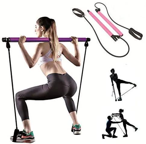 Wholesale Portable 2 Section Pilates Bar Kit Multifunctional Pilates Bar Exercise Kit With Resistance Bands
