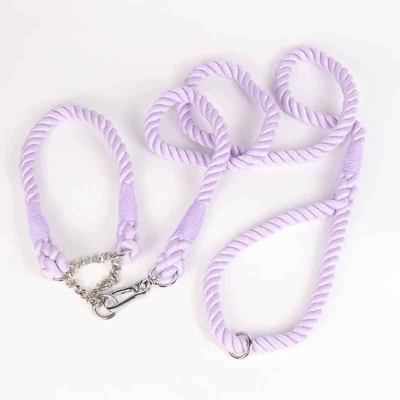 OKEYPETS Competitive Price Multifunction Multicolor Soft Logo Customized Cotton Leash Rope Dog Puppy Collar