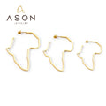 Ason Wholesale Fashion Women Girls Hollow Minimalist Earring Stainless Steel 18k Gold Plated Custom Africa Map Shaped Earrings