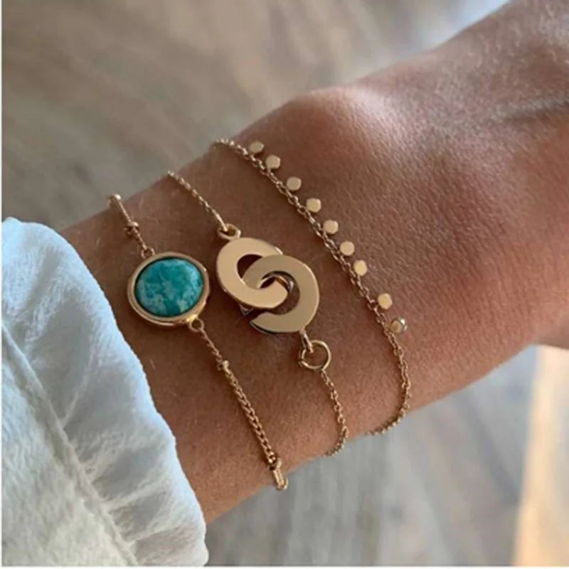 High End Gold Plated Stainless Steel Dot Chain Bracelet for Women Wholesale Jewelry