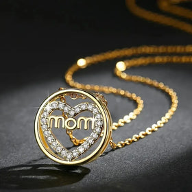 CAOSHI Elegant Round-shaped Pendant Necklace for Women Paved Love Heart Mother's Necklace Wedding Anniversary Heart Necklaces