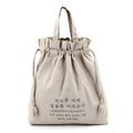 Eco-friendly 340gsm 100% Cotton Canvas Tote Bag with Drawstrings Embroidery logo Korean Style Drawstring Bag with Handles