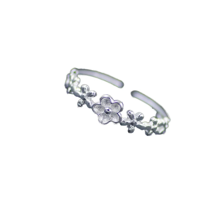 Factory Wholesale Silver Rings for Women Flower Open Adjustable Ring Jewelry Gifts for Girls MegaBDM