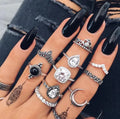 10pc/set Ring Carved Cubic Zirconia Ring Set Ladies Retro Boho Fingertips Party Ring Girl Punk Jewelry Gift Wholesale