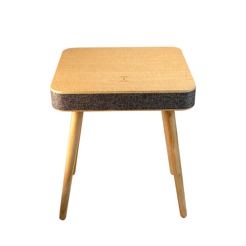 HOMEMORE Modern Square Smart Coffee Table with Wireless Charger Bluetooth Speaker Wood Design for Bedroom & Living Room