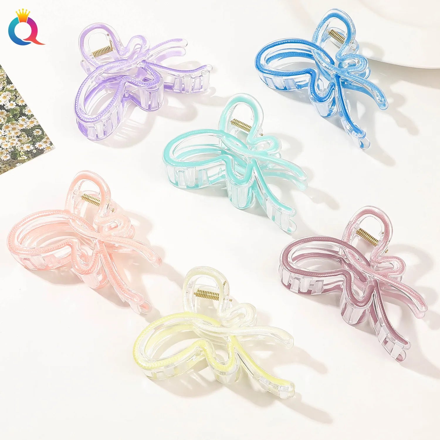 QIYUE Gradient Color butterfly Hair Clip Advanced Sense Shark Hair Clip Women's Hair Accessories