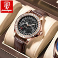 POEDAGAR Watch for Men Japan Quartz Movement Leather Strap Big Dial Casual Sport Calendar Waterproof 625 Relogio Masculino