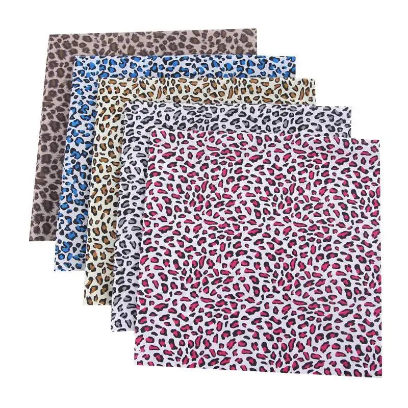 5pcs Leopard Print Fabric Squares Animal Quilting Fabric Patchwork Bundles for Sewing Craft Handmade Sewing Cloth Accessory