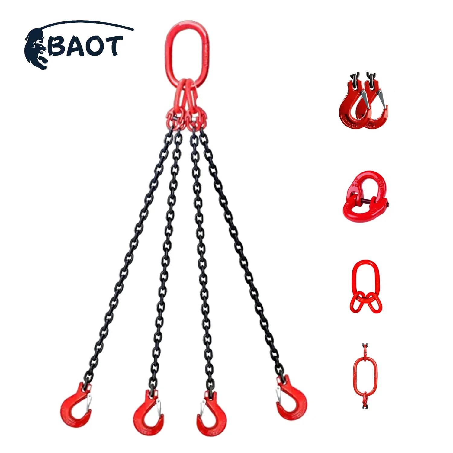 Customized G80 Welded Chain Sling with Safety Hook Four Legs 13200 Lbs Load Capacity for Conveyor Chain Lifting