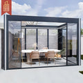 Bioclimatic Aluminium Outdoor Garden Pavilion Blind Gazebo Screen Sunroom Glass Folding Door Greenhouse Retractable Roof Pergola
