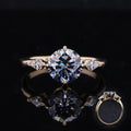 Starsgem Round Cut Grey Moissanite Solid Eternity Wedding love 14K Trendy Gold Rings